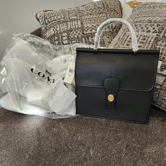 COACH OG Willis Top Handle Black Leather Satchel Handbag Purse - Picture 2 of 12